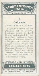 1926 Ogden's Derby Entrants #5 Colorado Back